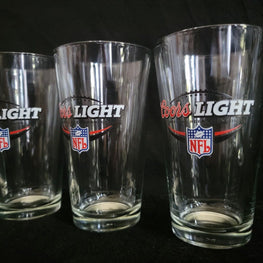 Set of 5 Coors Light Beer NFL Pint Glass 16oz Official Beer Excellent Condition
